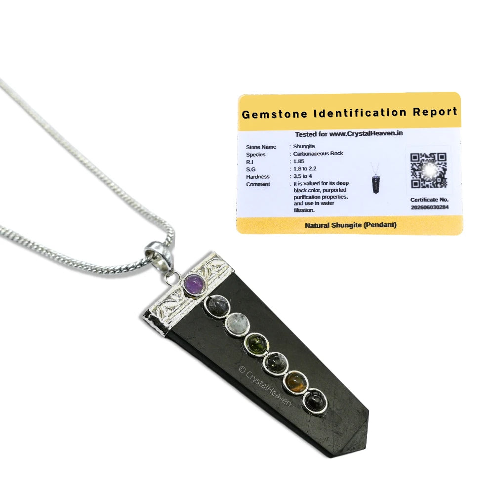 Shungite Necklace - Flat Pencil (Chakra)