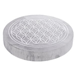 Selenite Charging Plate with Flower of Life (3 Inch)