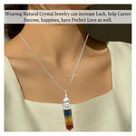7 Chakra with quartz Necklace - Pencil Point (Silver)