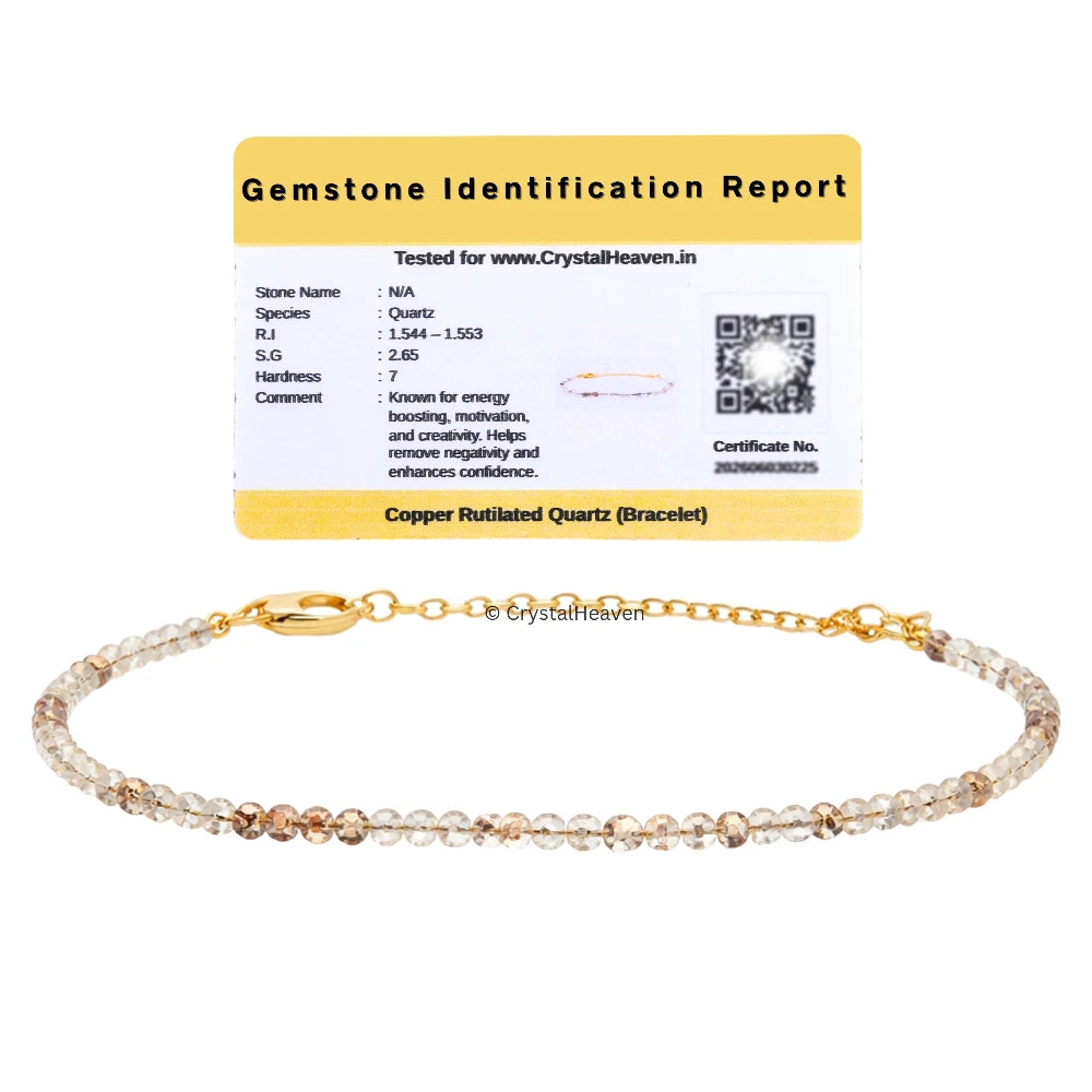 Copper Rutilated Quartz Bracelets - 2mm Faceted Beads (Gold)