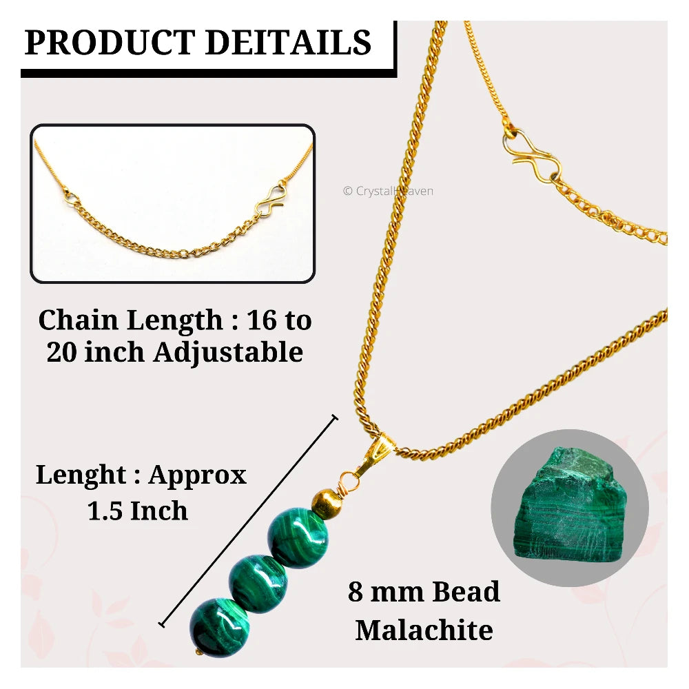 Malachite Crystal Bead Necklace (Gold)