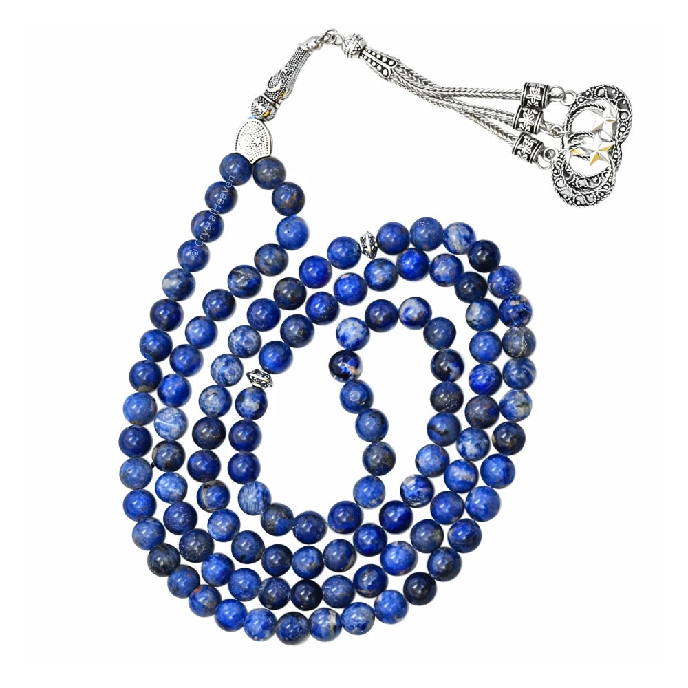 Sodalite Crystal Tasbih (Silver)