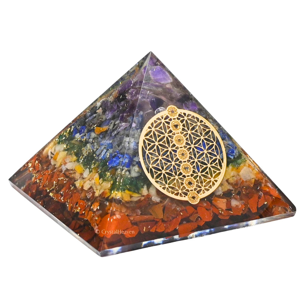 7 Chakra Orgone Pyramid (Chakra Flower Of Life)