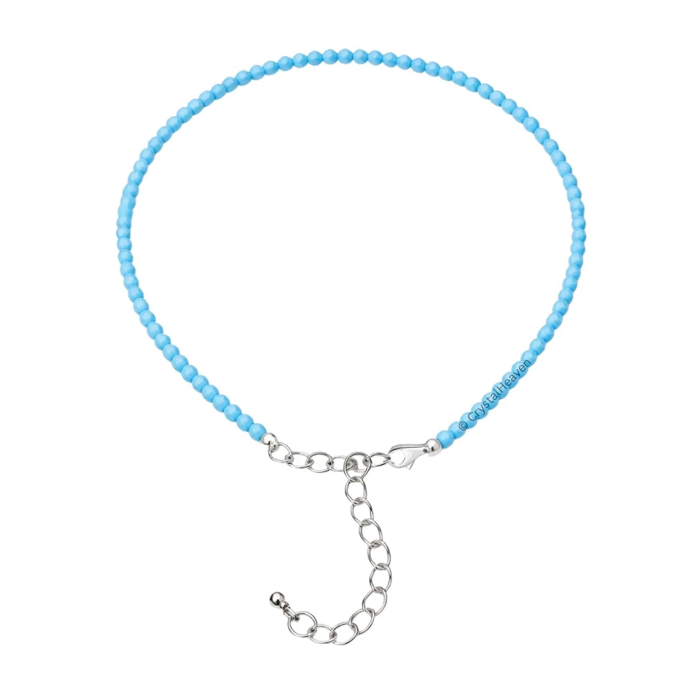 Turquoise Howlite Anklet - 2mm Faceted Beads (Silver)