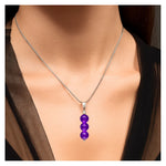 Amethyst Crystal Bead Necklace (Silver)