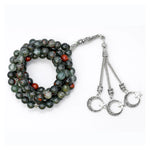 African Bloodstone Crystal Tasbih (Silver)