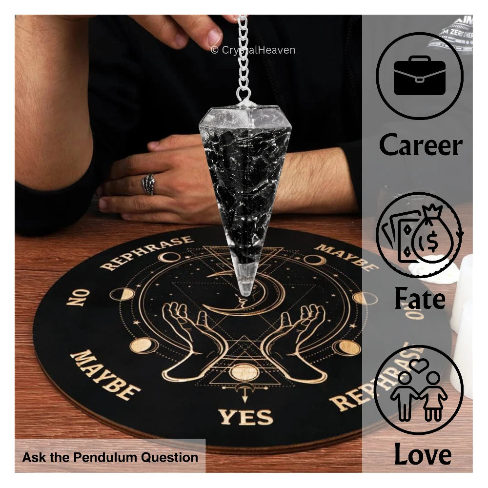 Black Obsidian Crystal Orgone Pendulum