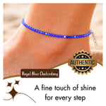 Royal Blue Chalcedony Anklet - 2mm Faceted Beads (Silver)