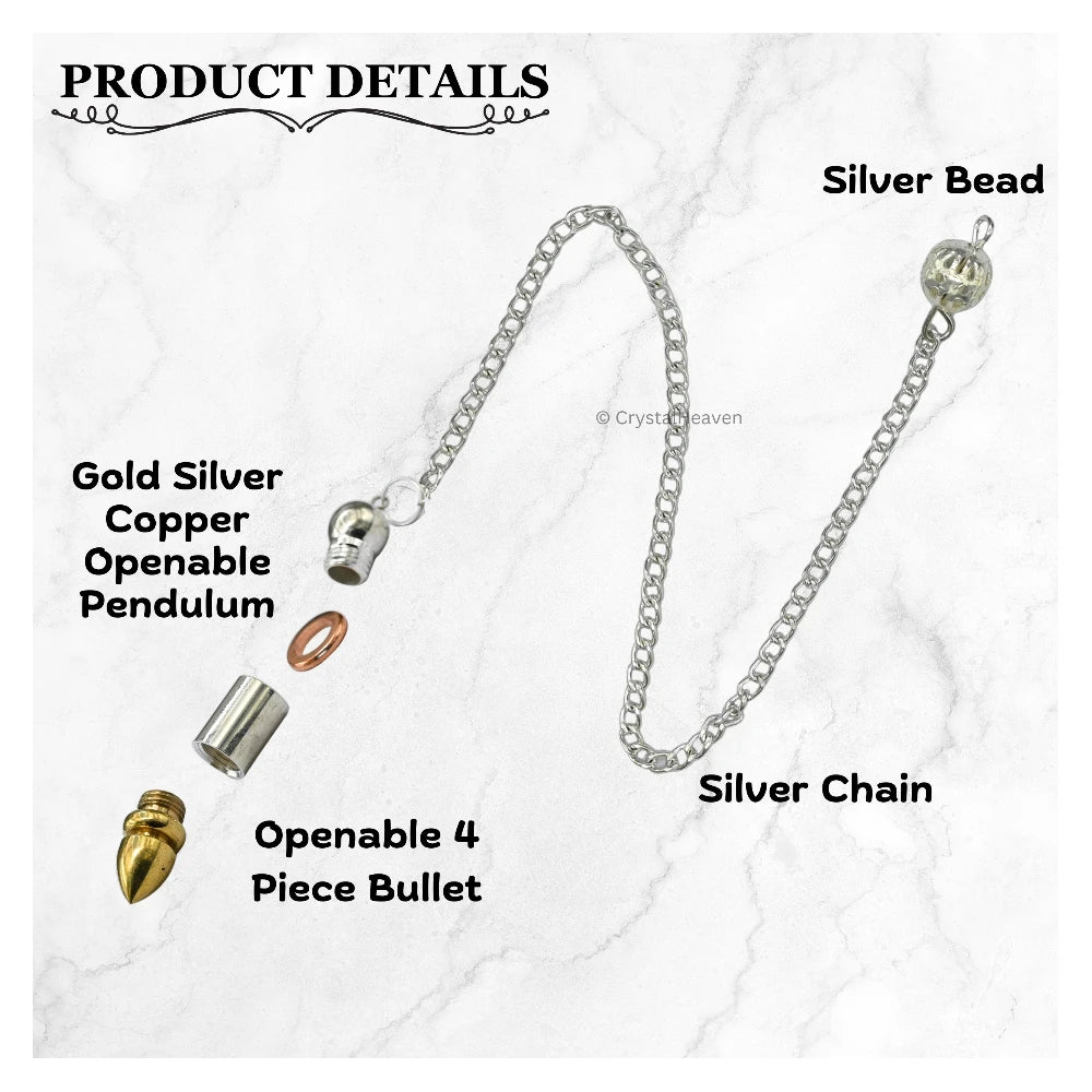 Metal Brass Pendulum - Gold Silver Copper 4 Piece Bullet (MP84)