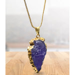 Amethyst Arrow Head Pendant - Gold Plated