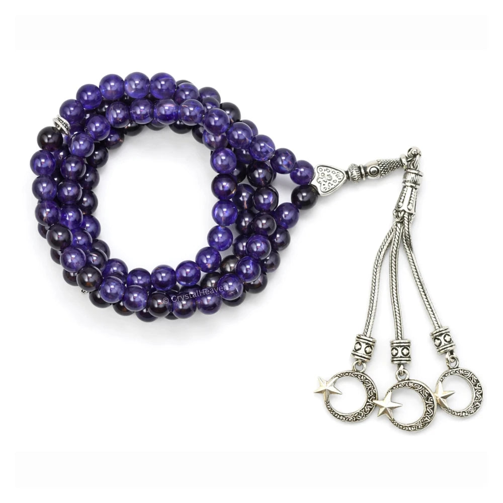 Amethyst Crystal Tasbih (Silver)