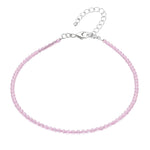 Rose Quartz Anklet - 2mm Faceted Beads (Silver)