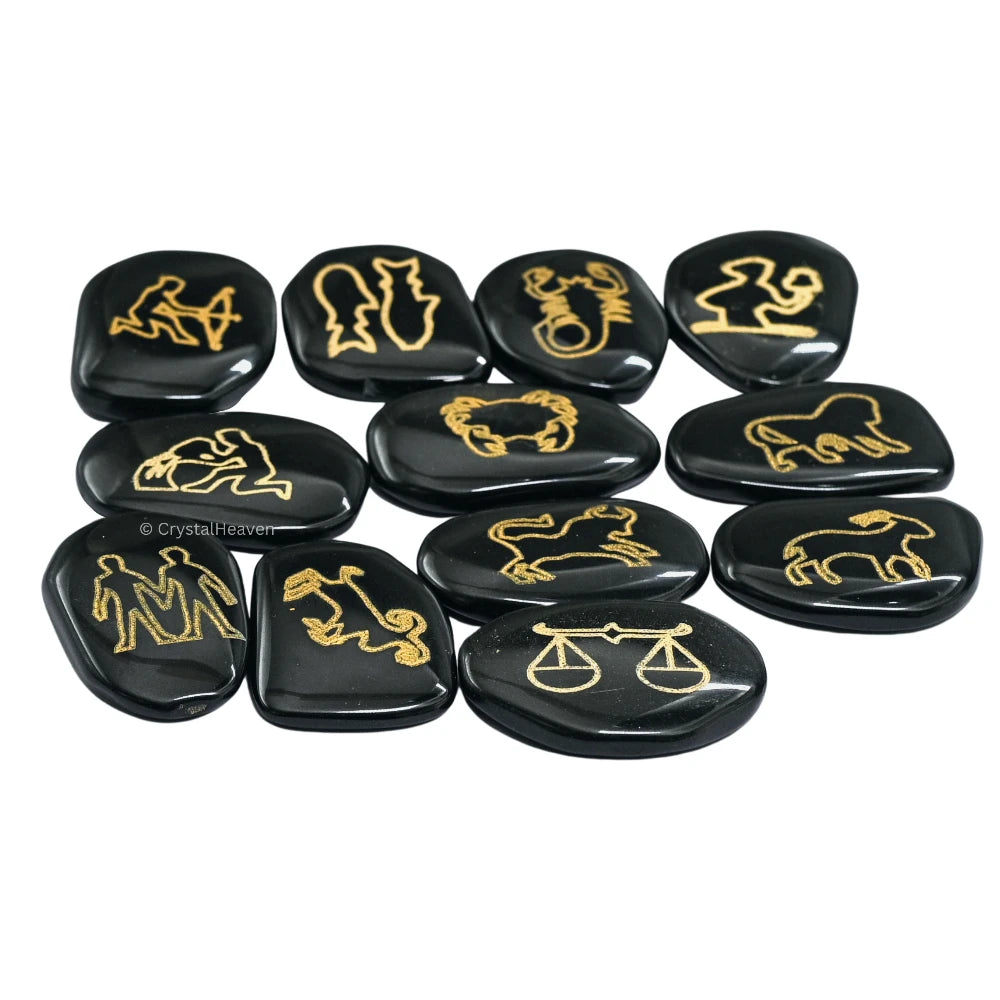 Black Agate Pagan Wiccan Stones (Set of 12)