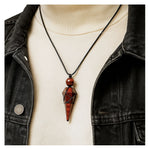 Red Tiger Eye Pendulum Pendant Necklace (Macrame)