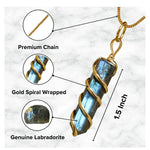 Labradorite Necklace - Spiral Pencil Point (Gold)