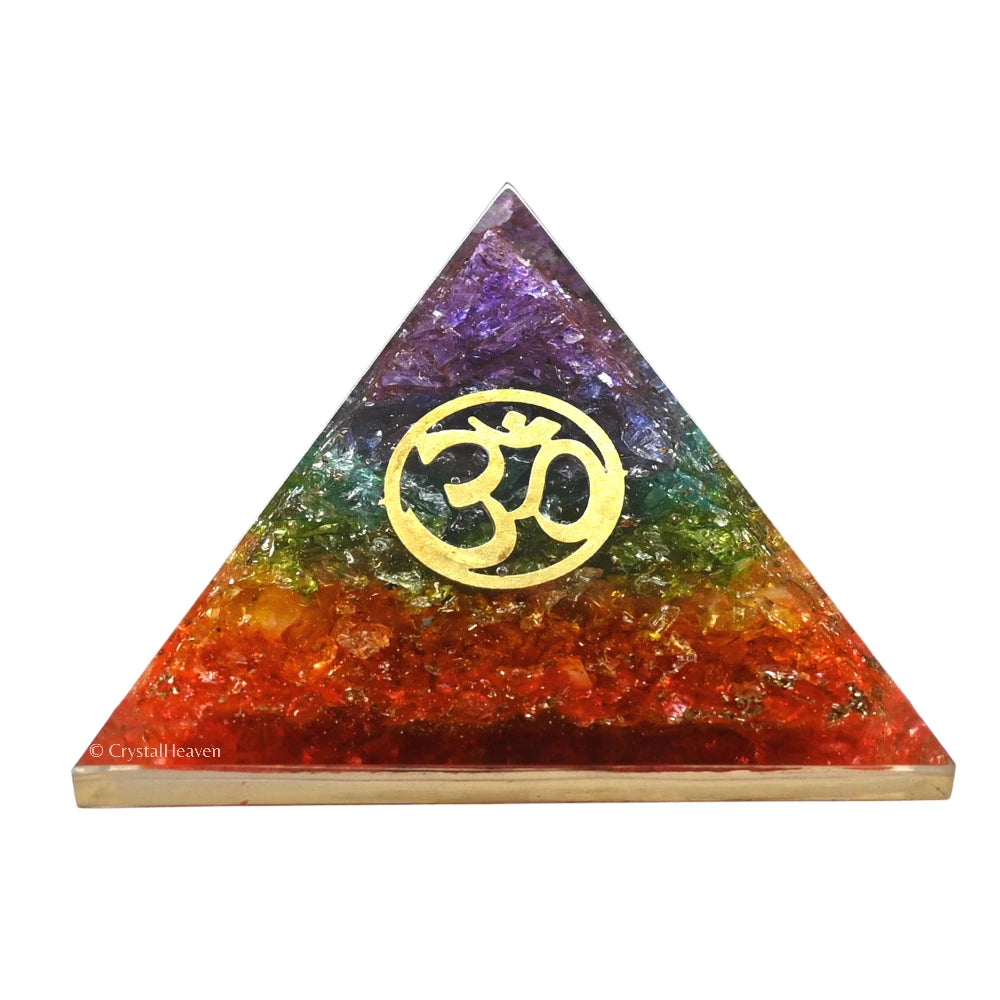 7 Chakra Onyx Orgone Pyramid (Samll OM)