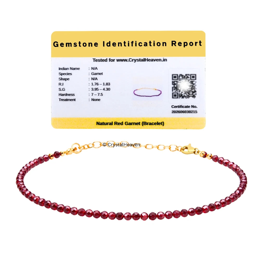 Red Garnet Bracelets - 2mm Faceted Beads (Gold)
