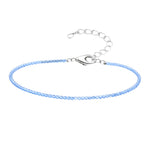 Blue Chalcedony Anklet - 2mm Faceted Beads (Silver)