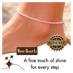 Rose Quartz Anklet - 2mm Faceted Beads (Silver)