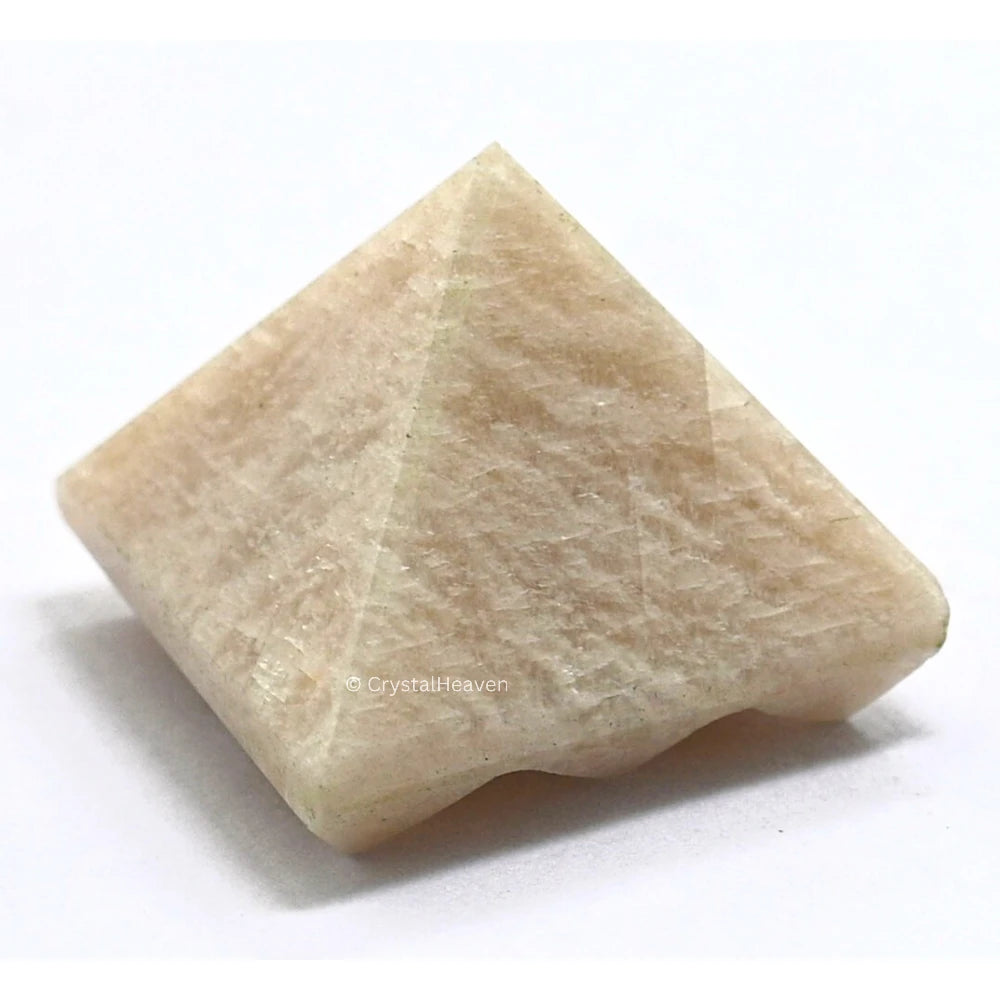 Cream Moonstone Lemurian Pyramid - Under 9 Pyramid Plate