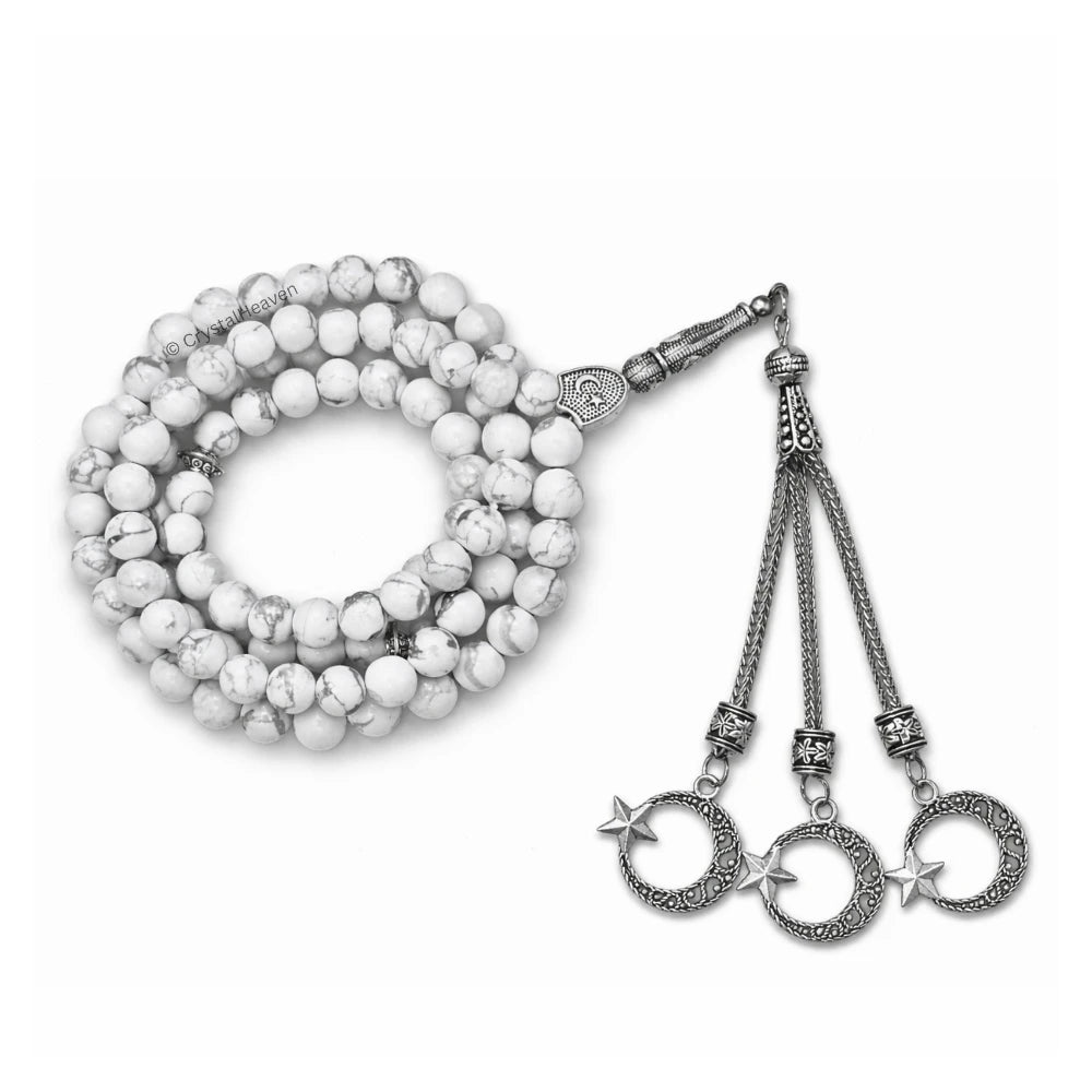 Howlite Crystal Tasbih (Silver)