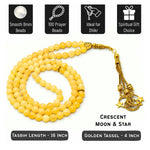 Yellow Calcite Crystal Tasbih (Gold)