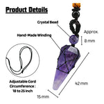 Amethyst Pendulum Pendant Necklace (Macrame)
