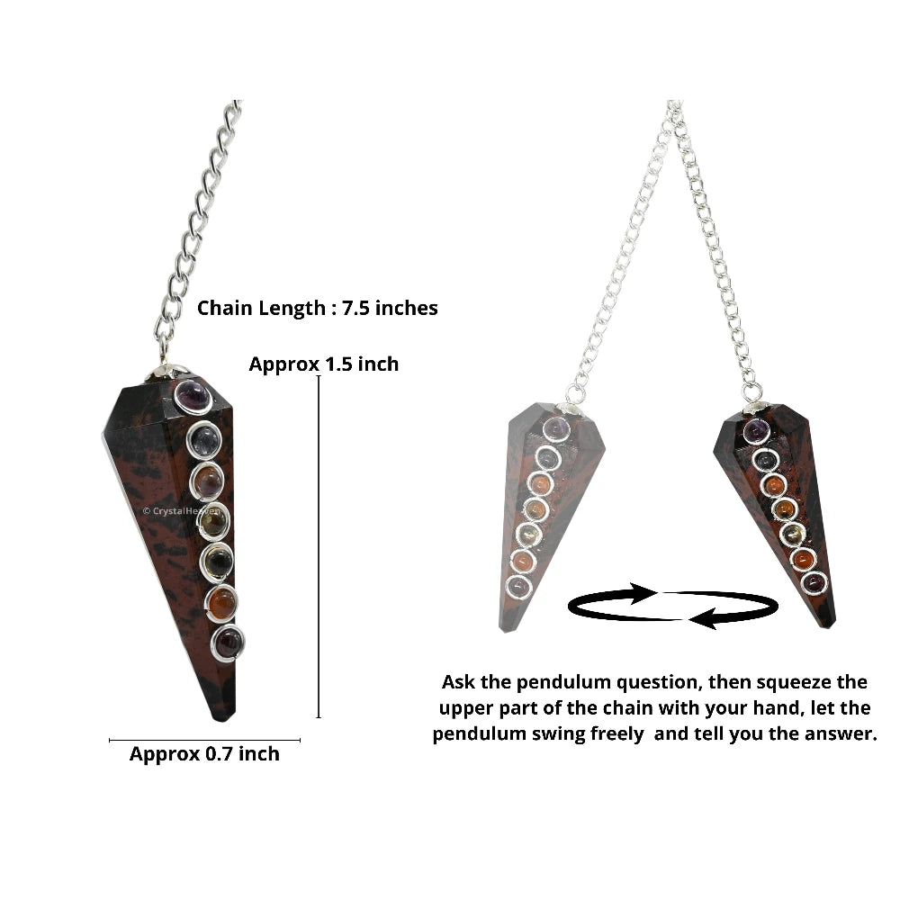 Mahogany Obsidian Pendulum with Chakra Beads