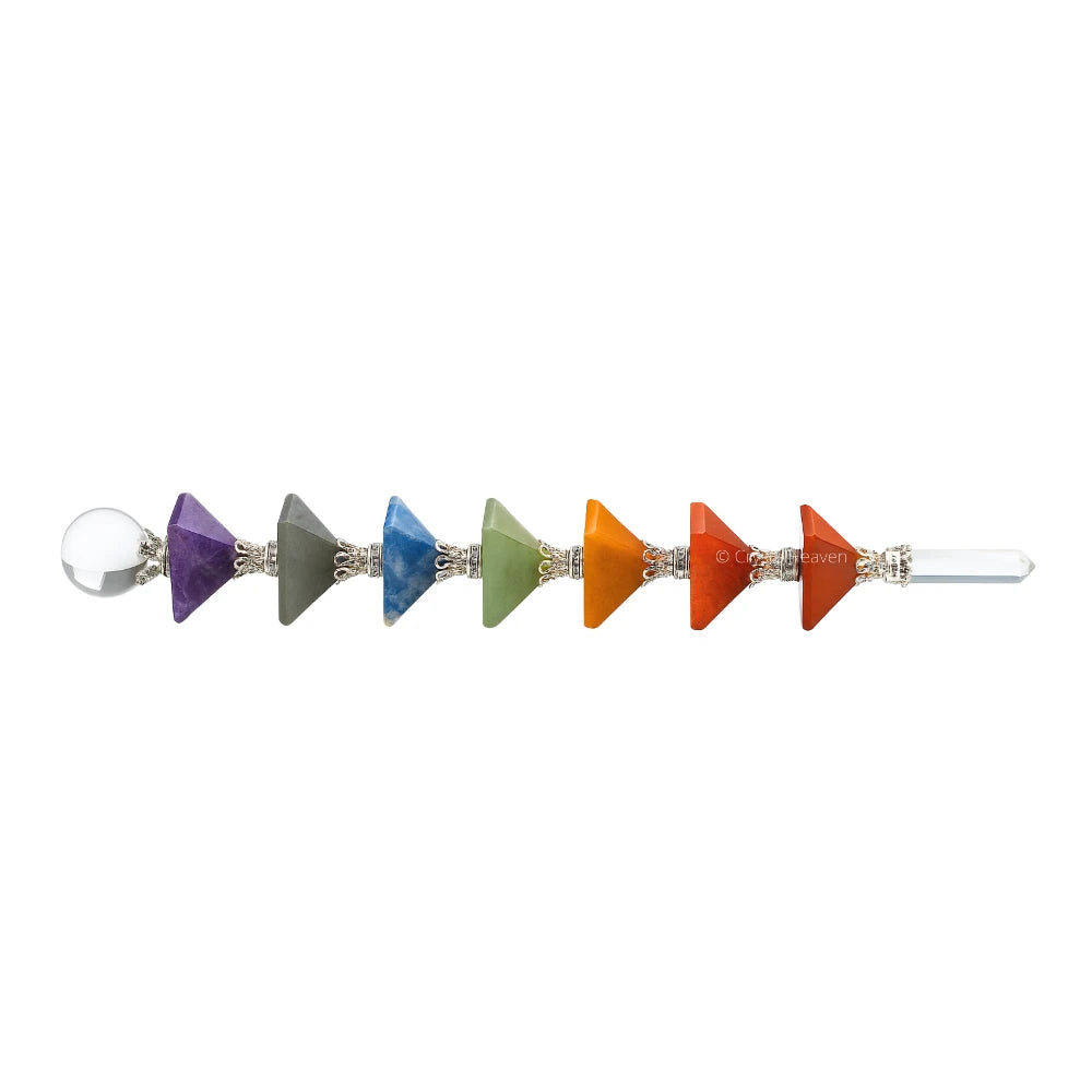7 Chakra Crystal Pyramid Healing Stick