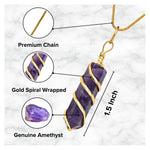 Amethyst Necklace - Spiral Pencil Point (Gold)
