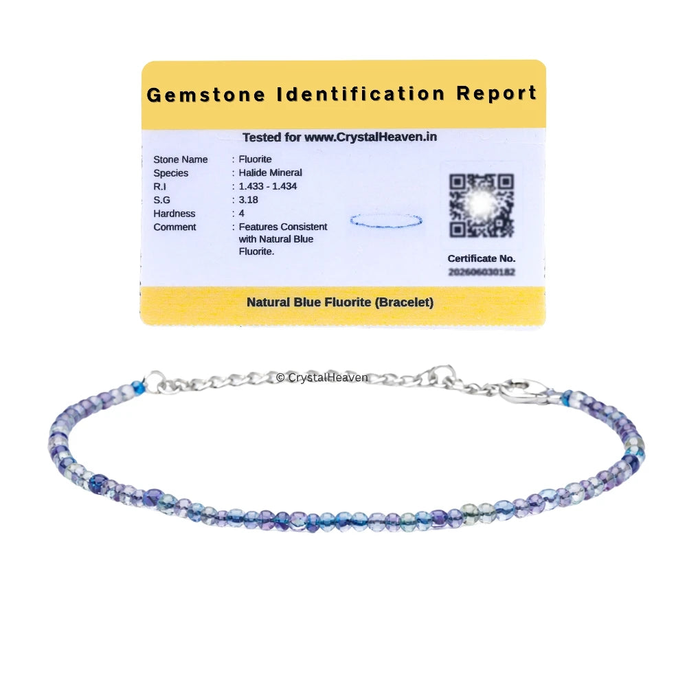 Blue Fluorite Bracelets - 2mm Faceted Beads (Silver)