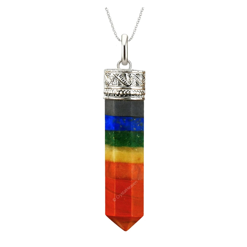 7 Chakra Necklace - Pencil Point (Silver)