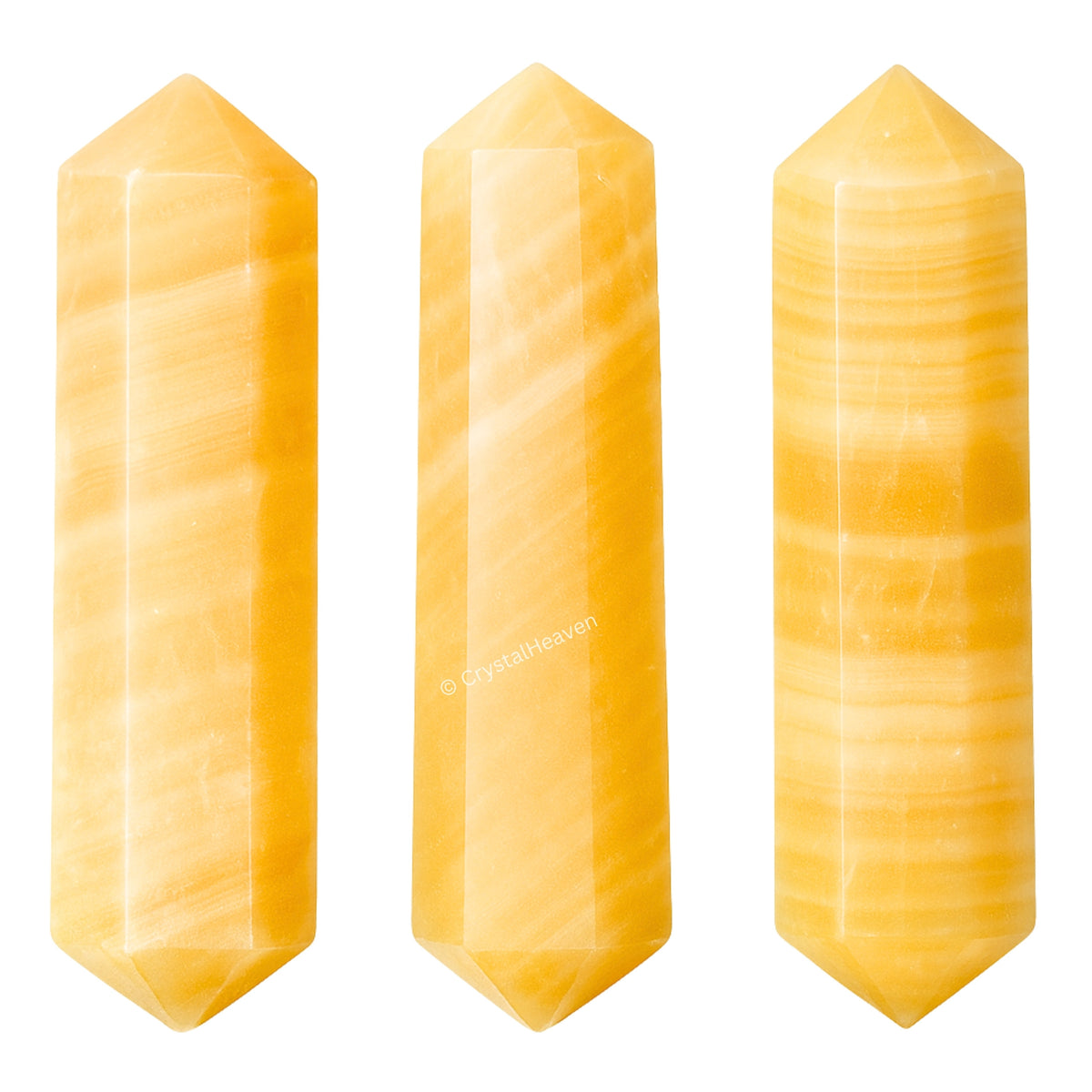 Yellow Calcite Pencil Points (Double Terminated) (Set of 3)