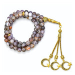 Botswana Agate Crystal Tasbih (Gold)