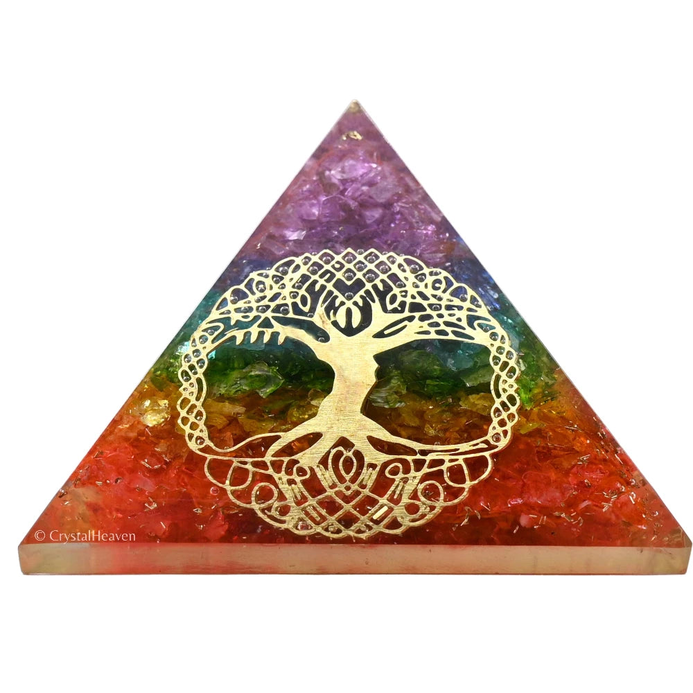 7 Chakra Onyx Orgone Pyramid (Tree Of Life)