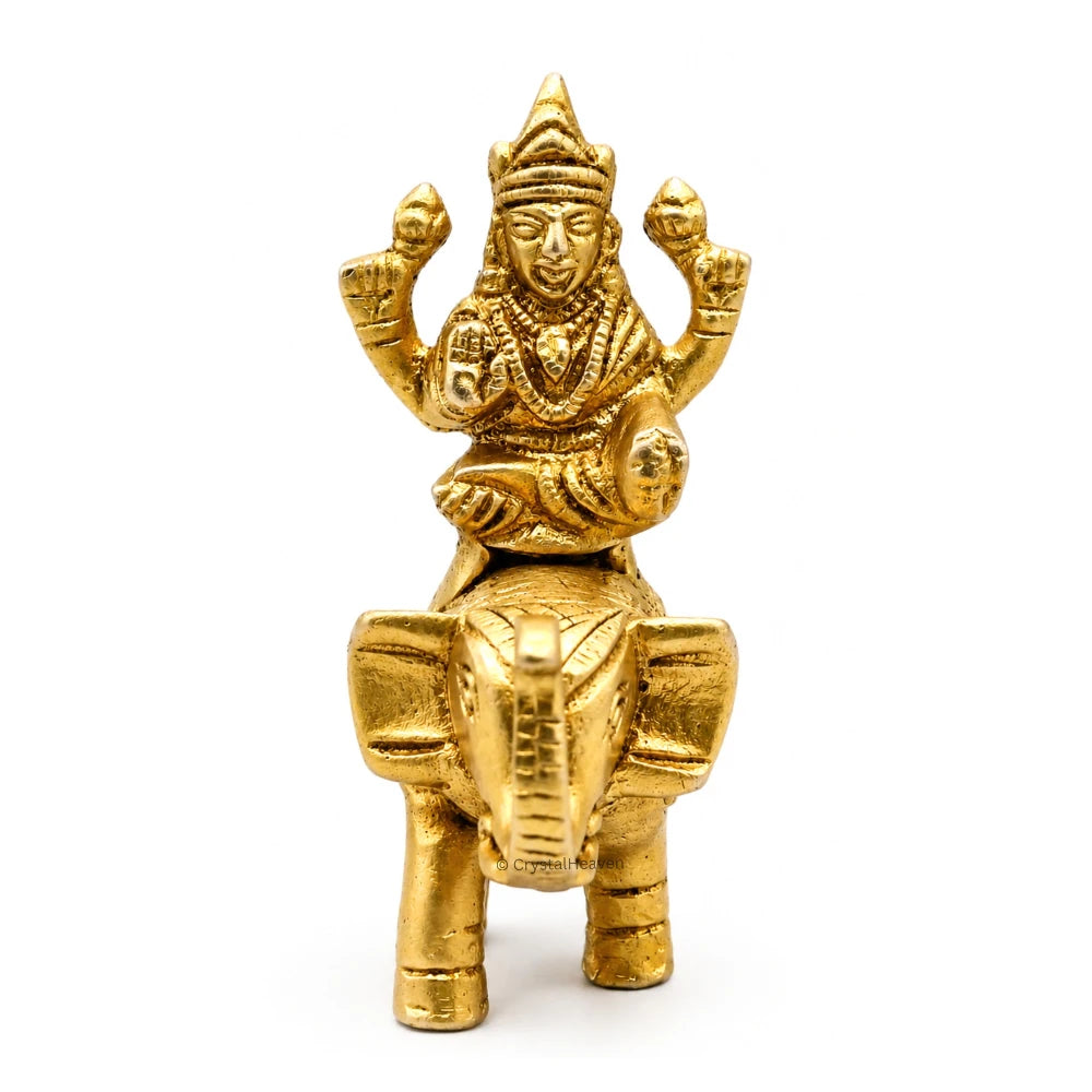 Lakshmi Sitting on Elephant Bass Idol Figurine (235 Gram, 3.2 Inch)