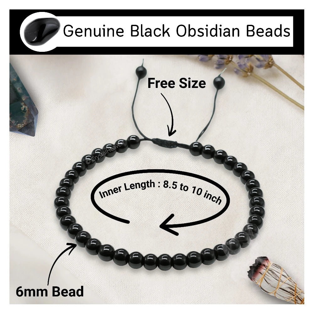 Black Obsidian Anklet (Without Knot)