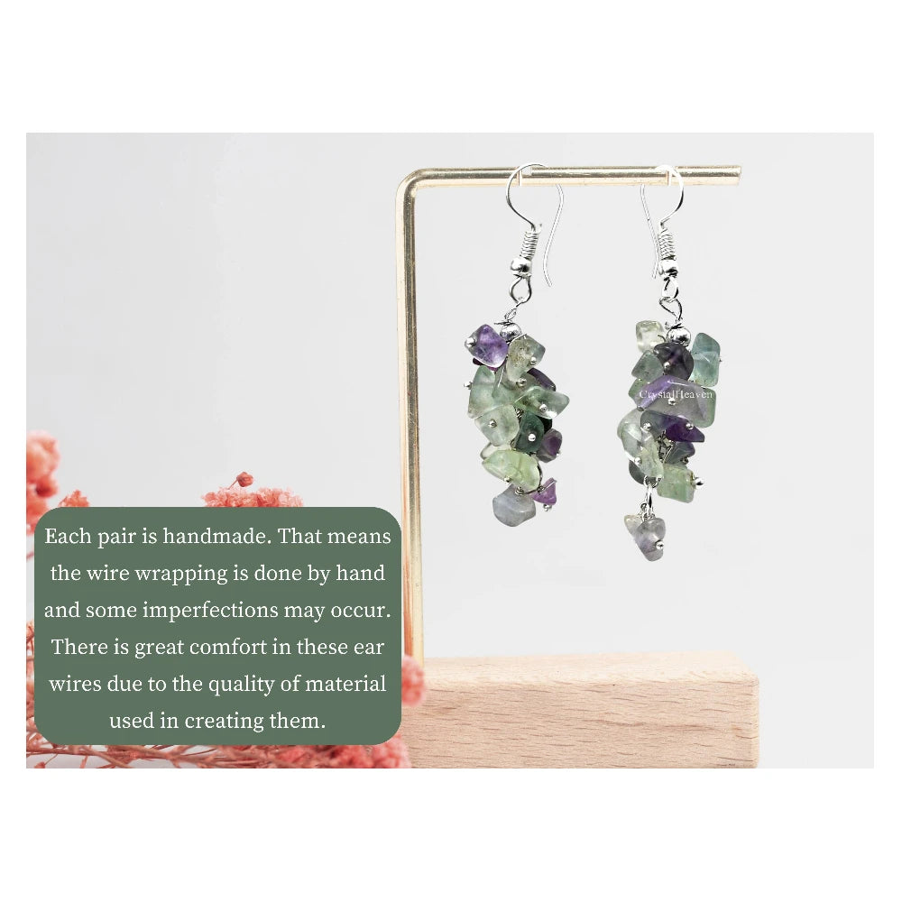 Multi Fluorite Crystal Earrings