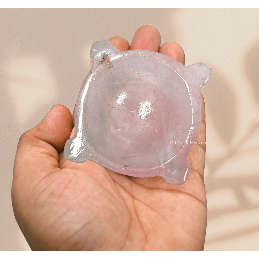 Rose Quartz Crystal Diya - 4 Batti