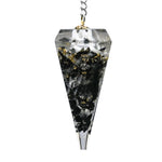 Black Tourmaline Selenite Crystal Orgone Pendulum