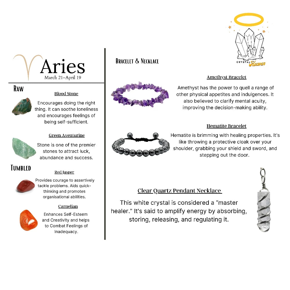 Aries Healing Crystals and Stones Premium Set