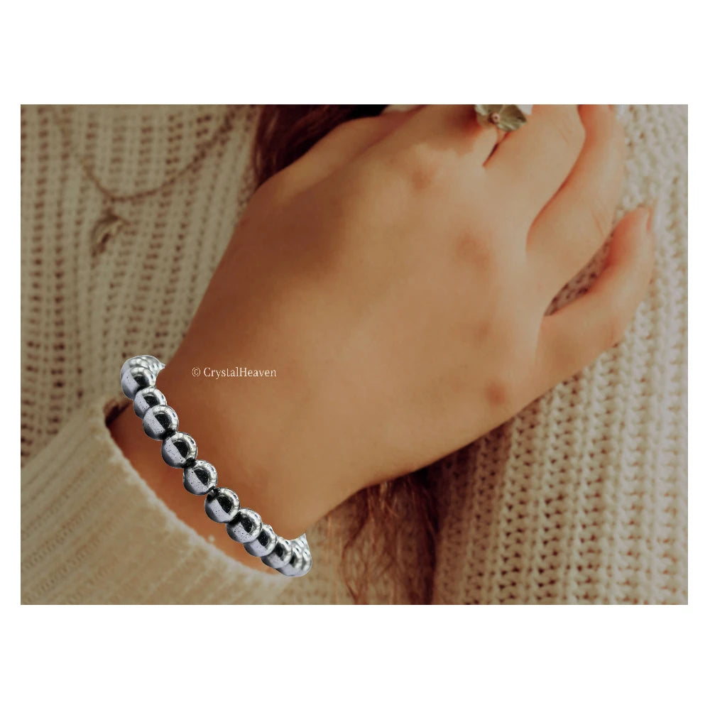 Silver Hematite Bracelet (Elastic)