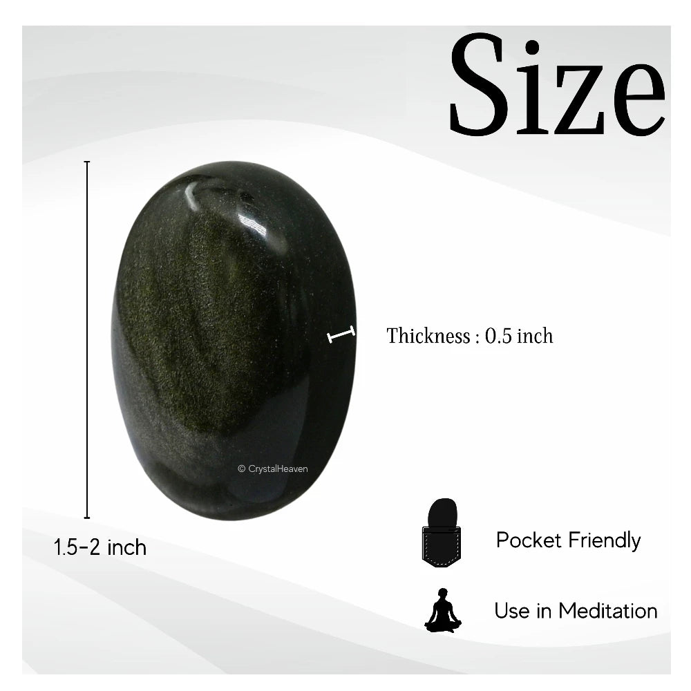 Golden Sheen Obsidian Palm Stone