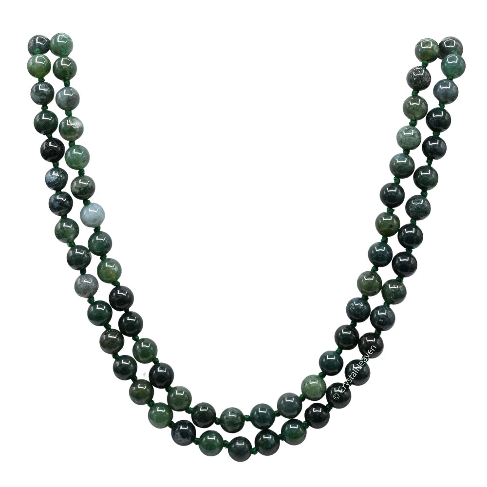 Moss Agate Japa Mala (Hand Knotted)
