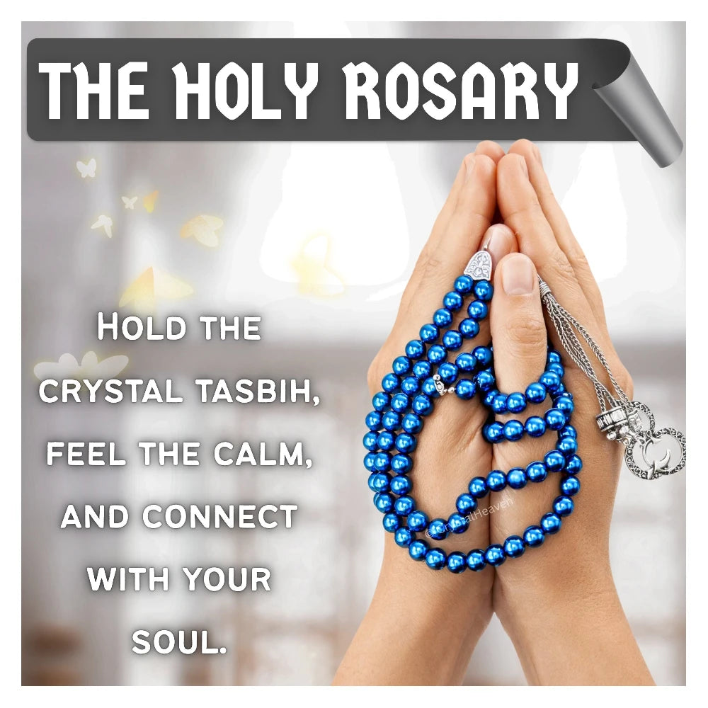 Blue Hematite Crystal Tasbih (Silver)
