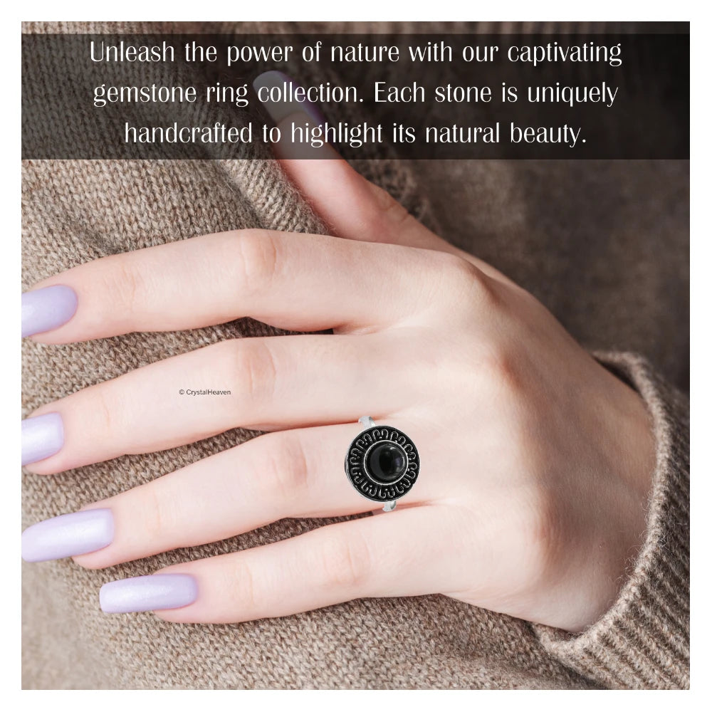 Black Onyx Ring (Silver/Round)