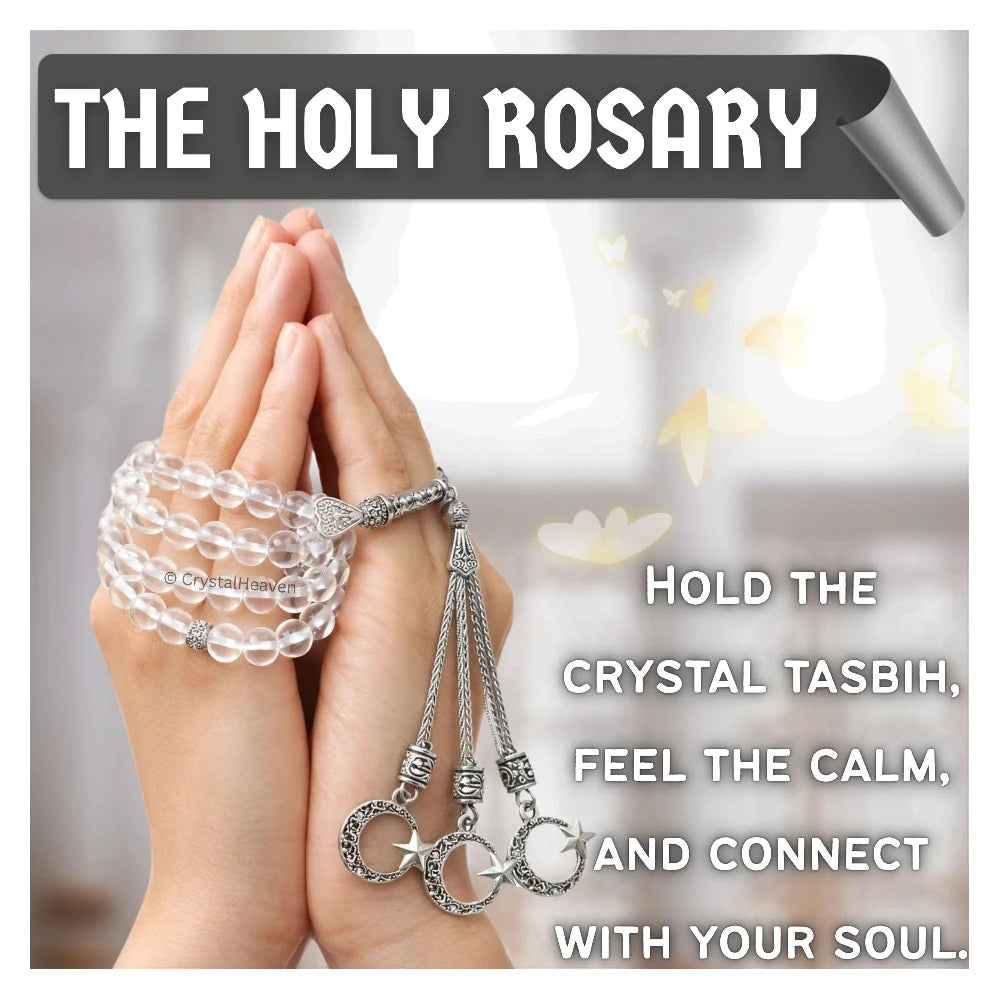Clear Quartz Crystal Tasbih (Silver)