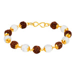 Faceted Sphatik Crystal and Rudraksha Bracelet (Gold Chain)