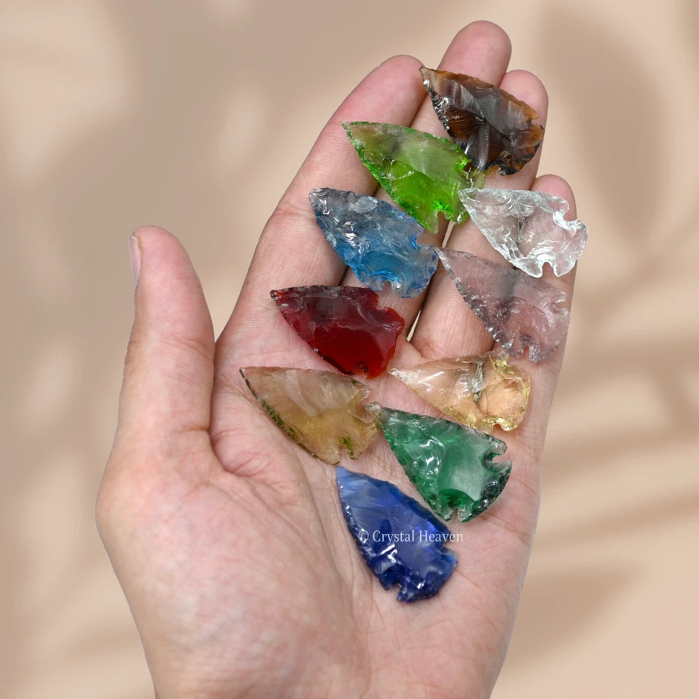 Mix Color Glass Arrowhead - 1" to 1.5" (10 Pieces)