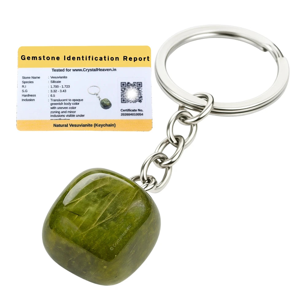 Vesuvianite Crystal Keychain (Tumbled)